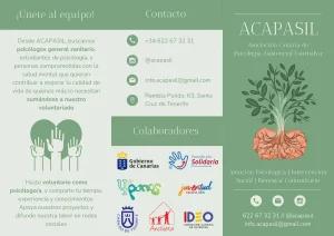 Tríptico ACAPASIL Cara exterior
